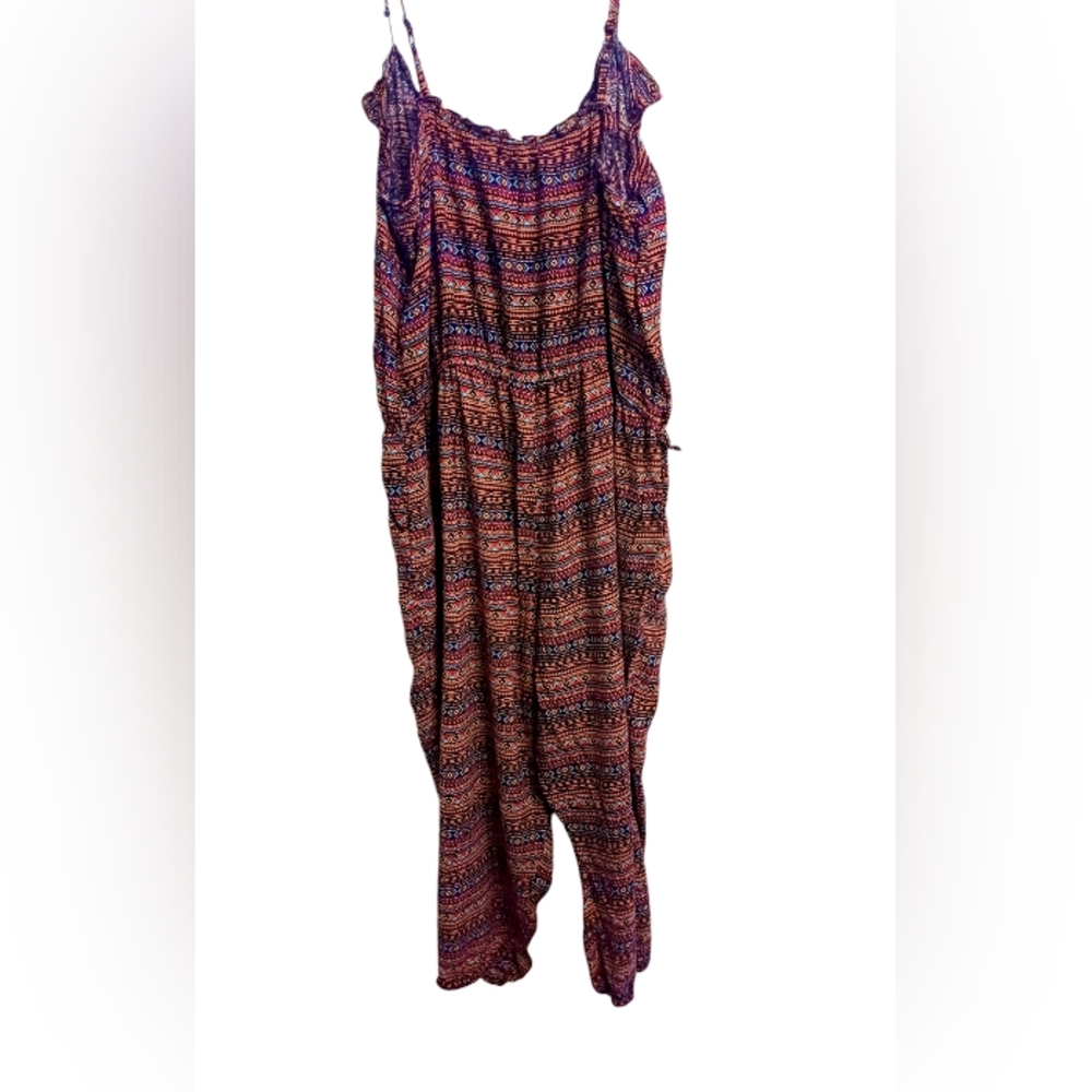 Orange Tribal Plus Size Romper with Spaghetti Straps By Toxik3 Size 2X - Picture 4 of 4